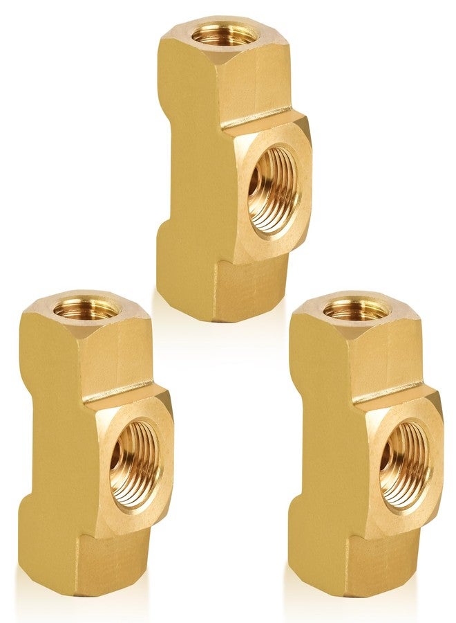 MuHize 3/16 Brake Line Tee - Upgraded 3 Way Brake Line Tee for 3/8" 24 Threads, Universal Brass 3/16 Brake Line Fitting, All 3/8" 24 threads Ports (Pack of 3） - Image 1